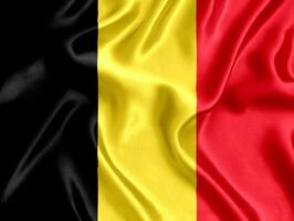 flagga av belgien silke närbild foto