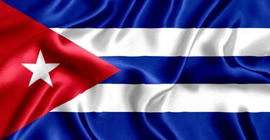 flagga av kuba silke närbild foto