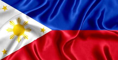 flagga av filippinerna silke närbild foto