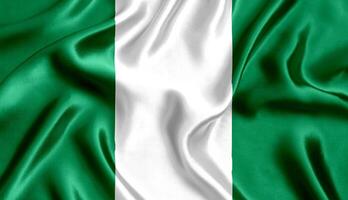 flagga av nigeria silke närbild foto