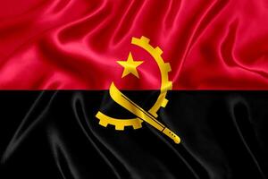 flagga av angola silke närbild foto