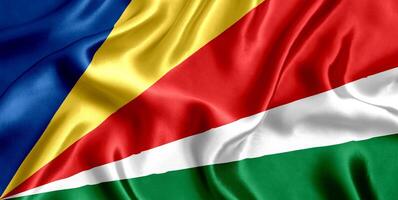 flagga av Seychellerna silke närbild foto