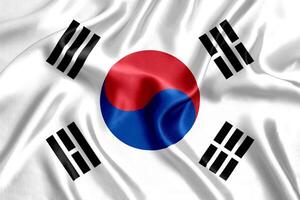 flagga av söder korea silke närbild foto