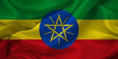 vibrerande etiopisk flagga vinka i de bris foto