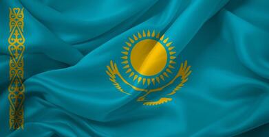 vinka flagga av kazakhstan foto