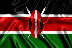 flagga av kenya silke närbild foto