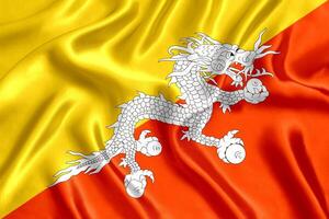 flagga av bhutan silke närbild foto