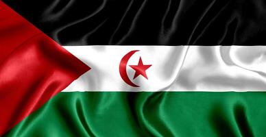 flagga av sahrawi arab demokratisk republik silke närbild foto