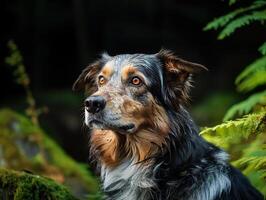 ai genererad herde hund på en suddig höst bakgrund generativ ai foto