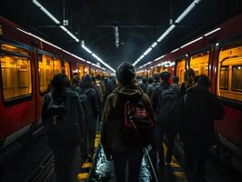 ai genererad strömma av människor i de tunnelbana generativ ai foto