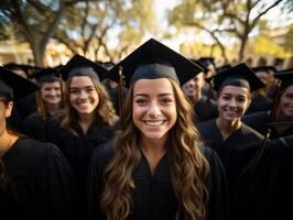 ai genererad grupp Foto av Lycklig examinerade generativ ai