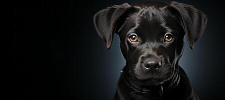 ai genererad hund på en mörk bakgrund närbild porträtt generativ ai foto