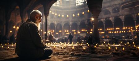 ai genererad muslim bön- i de tempel generativ ai foto