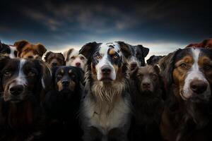 ai genererad grupp porträtt av hundar generativ ai foto