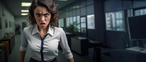 ai genererad kvinna kontor arbetstagare arg generativ ai foto