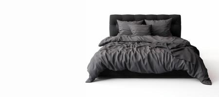 ai genererad svart säng Linné på de säng på en vit bakgrund generativ ai foto