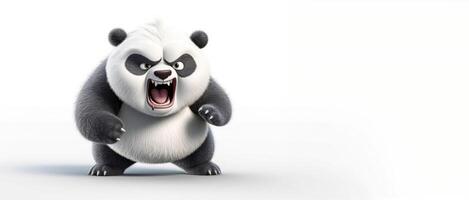 ai genererad arg panda i animerad stil på en vit bakgrund generativ ai foto
