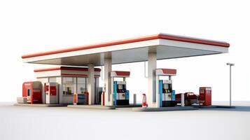 ai genererad bil gas station på vit bakgrund generativ ai foto