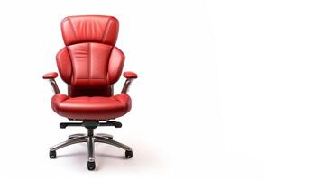 ai genererad röd kontor stol på vit bakgrund generativ ai foto