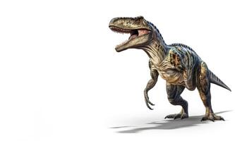 ai genererad dinosaurie raptor på en vit bakgrund generativ ai foto