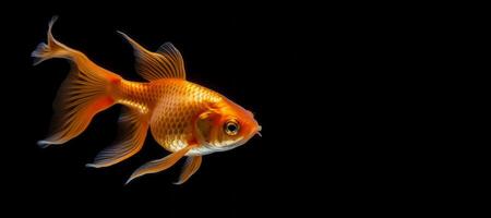 ai genererad guldfisk på en svart bakgrund generativ ai foto