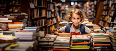 ai genererad barn i de bibliotek generativ ai foto