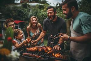 ai genererad familj utegrill fest generativ ai foto