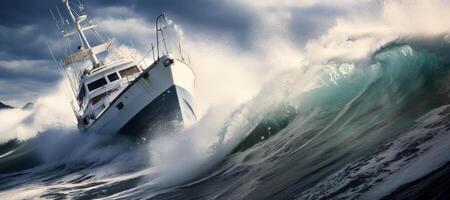 ai genererad Yacht i en storm generativ ai foto
