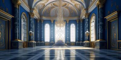 ai genererad fantastisk slott interiör kunglig palats generativ ai foto