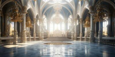 ai genererad fantastisk slott interiör kunglig palats generativ ai foto