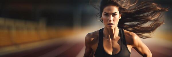 ai genererad atletisk kvinna sprinter löpning generativ ai foto