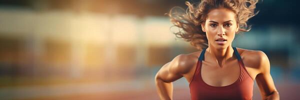 ai genererad atletisk kvinna sprinter löpning generativ ai foto
