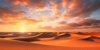 ai genererad sahara öken- med solnedgång bakgrund generativ ai foto