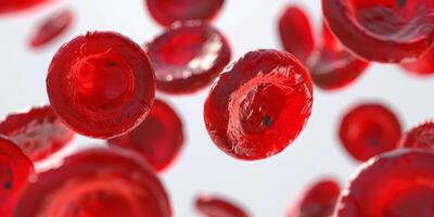 ai genererad röd blod celler hemoglobin på vit bakgrund generativ ai foto