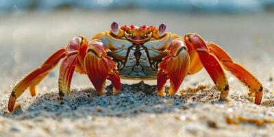 krabba på de sand på de Strand foto