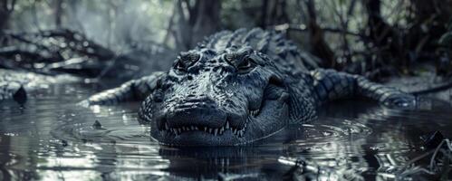 krokodil i vatten vilda djur och växter foto