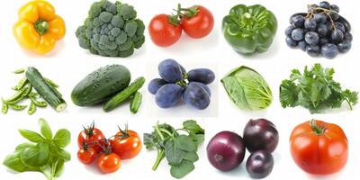 frukt och grönsaker på vit bakgrund foto