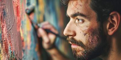 målare som målar en vägg foto