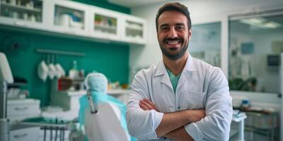 läkare tandläkare i hans kontor foto