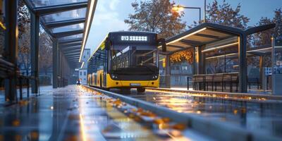 buss offentlig transport på en stad gata foto