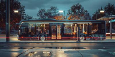 buss offentlig transport på en stad gata foto