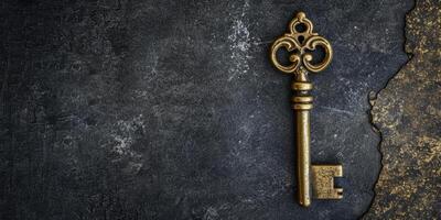 antik nyckel på grunge bakgrund foto