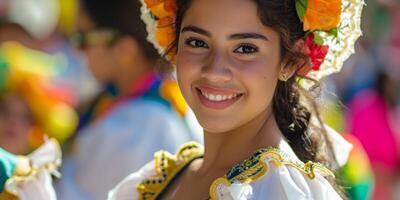 flicka på ett etnisk festival foto