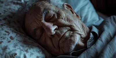 äldre man sovande lugnt foto