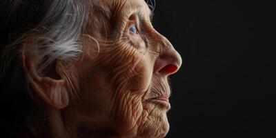 äldre kvinna närbild porträtt rynkor foto