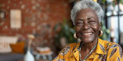 äldre afrikansk amerikan kvinna porträtt foto