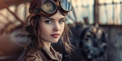 kvinna pilot 19:e århundrade årgång foto