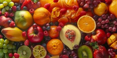 frukt bär och citrusfrukter blandad textur foto