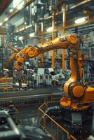 automatiserad konstruktion av bilar i en fabrik robotar foto