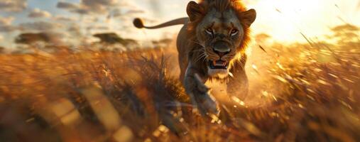 lejon i de vild savann foto